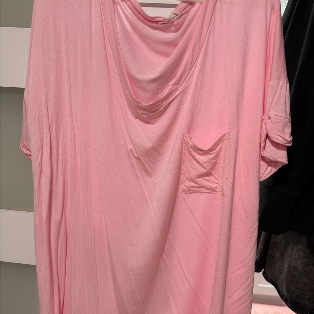 Chic Pink Short Sleeve Women's Top